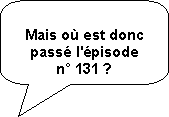 Mais o&ugrave; est donc pass&eacute; l'&eacute;pisode n&deg; 131 ?